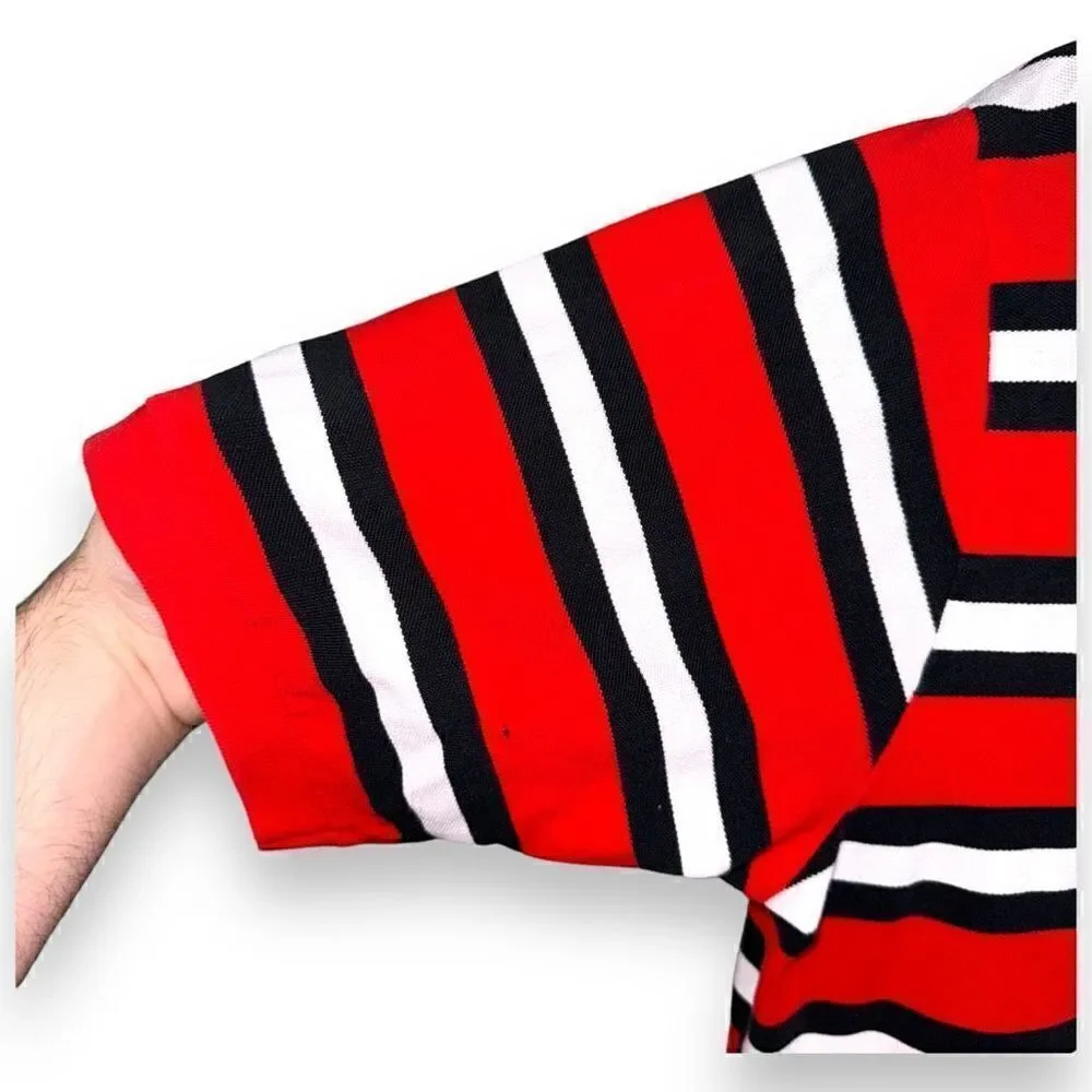 Polo Ralph Lauren Red & White Stripes Pique Mesh Polo L